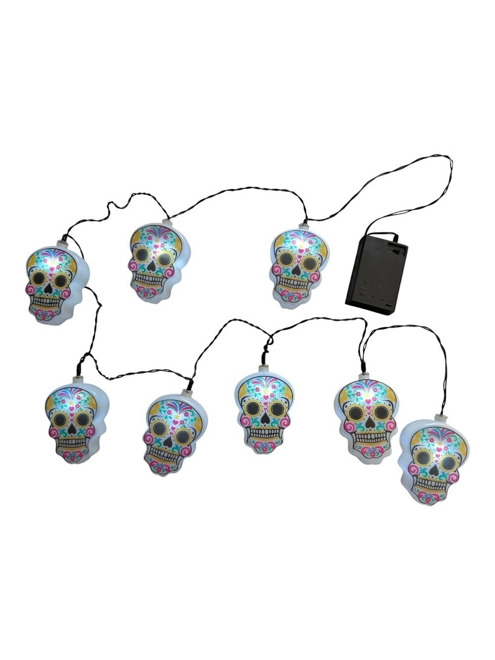 Sugar Skull LED String Lights - Multicolor Day of the Dead Party Decor